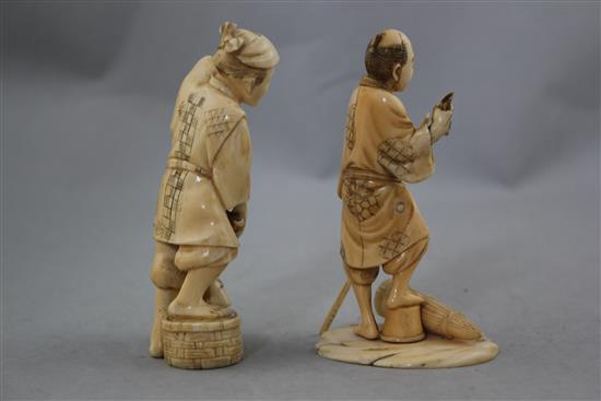 Three Japanese ivory groups, late 19th / early 20th century. 11.5cm.